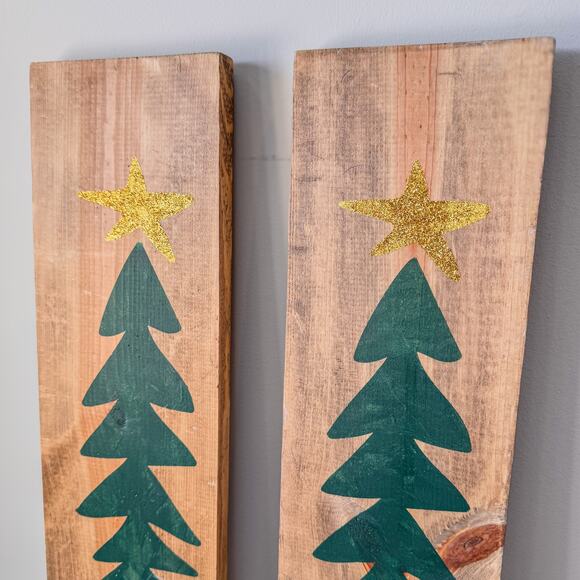 Simply Country Handpainted Christmas Trees on Raw Wood Boards-Matte Finish-Qty 2 - Picture 6 of 8